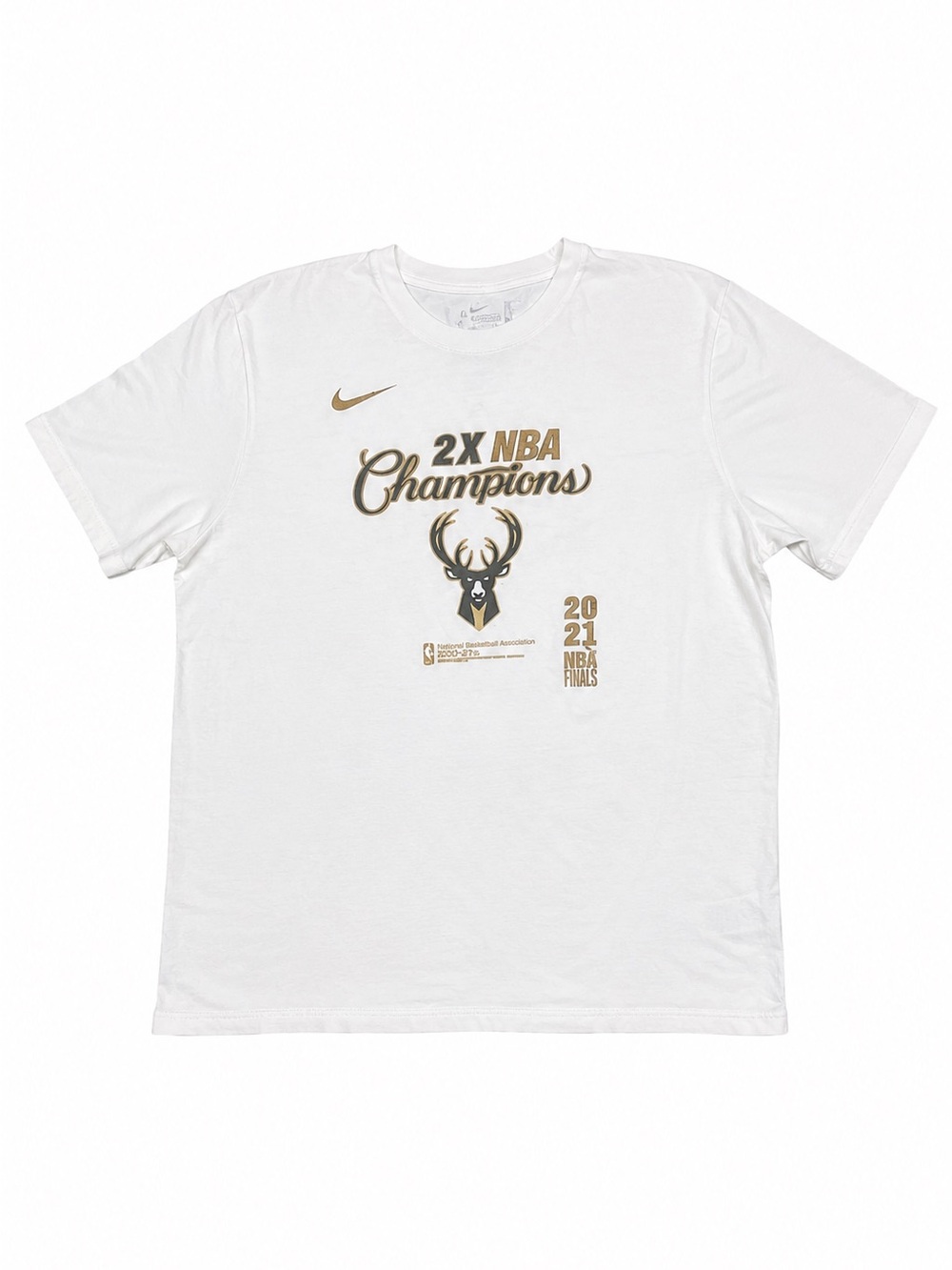 Nike White 2X NBA Champions Milwaukee Bucks Graphic Tee -XXL-